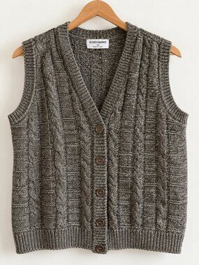 Alfred Dunner Vintage Cable Knit Button-Front Sweater Vest – 1X